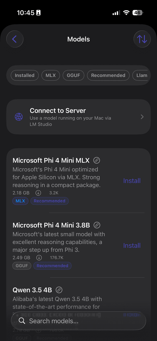 Model catalog with filters and search