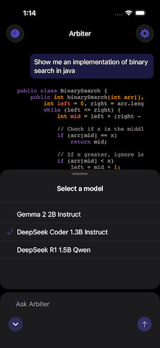 Code generation showing merge sort algorithm