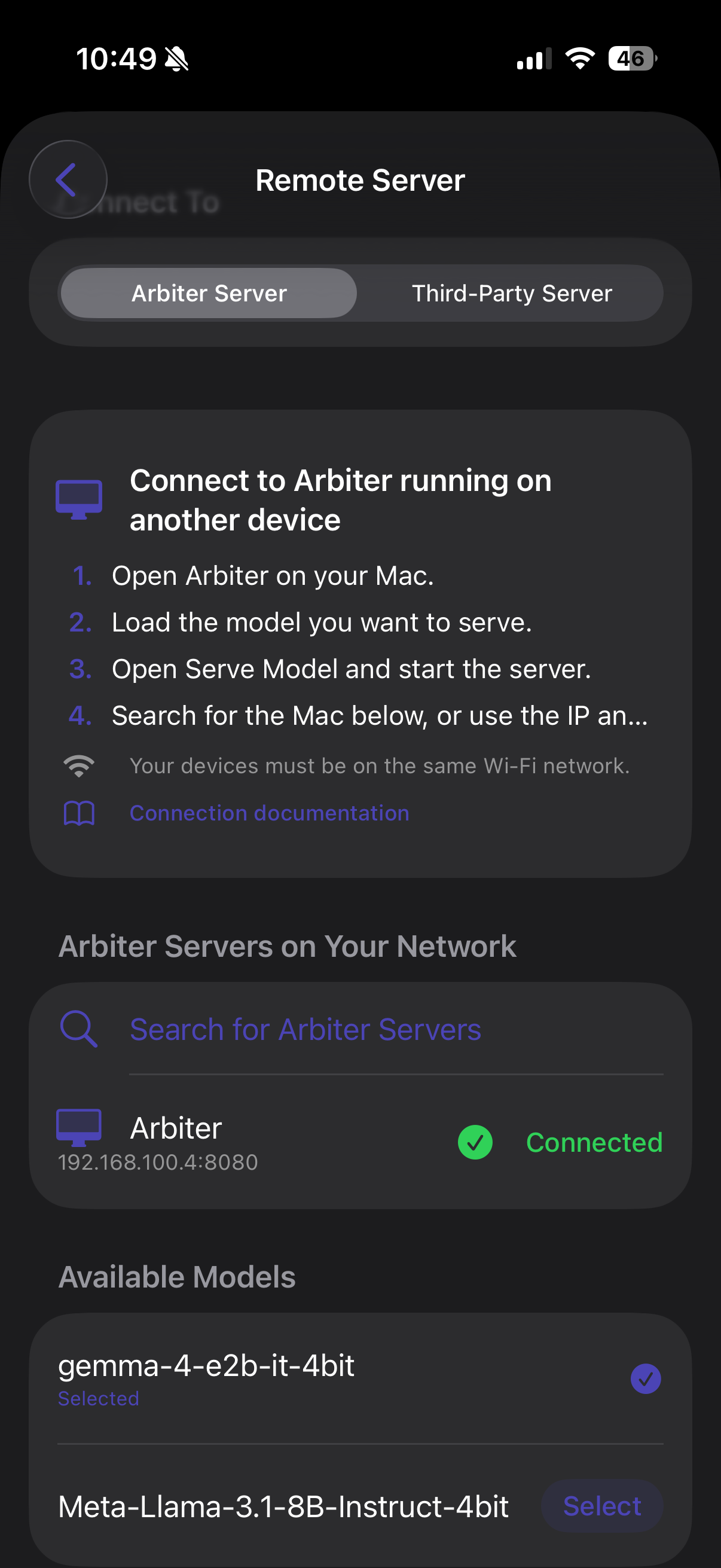 Remote server configuration with Bonjour discovery
